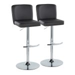 Henry Chrome Black Faux Leather Contemporary Adjustable Barstool (Set of 2) 12 Henry Chrome Black Faux Leather Contemporary Adjustable Barstool (Set of 2)