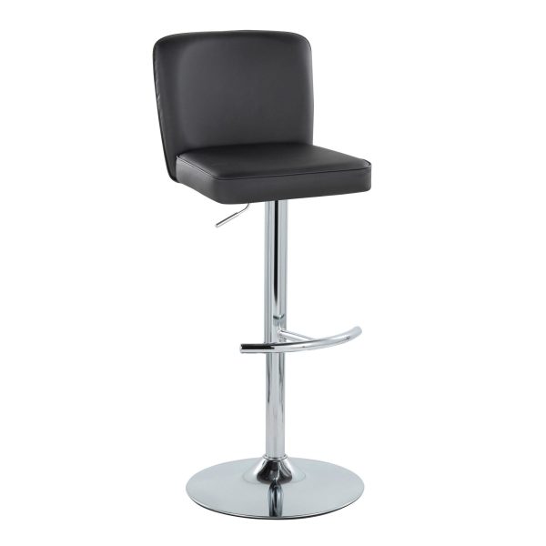 Henry Chrome Black Faux Leather Contemporary Adjustable Barstool Set of 2 3