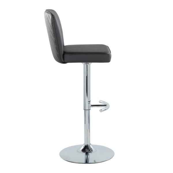 Henry Chrome Black Faux Leather Contemporary Adjustable Barstool Set of 2 4