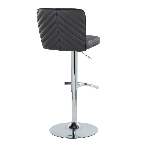 Henry Chrome Black Faux Leather Contemporary Adjustable Barstool Set of 2 5