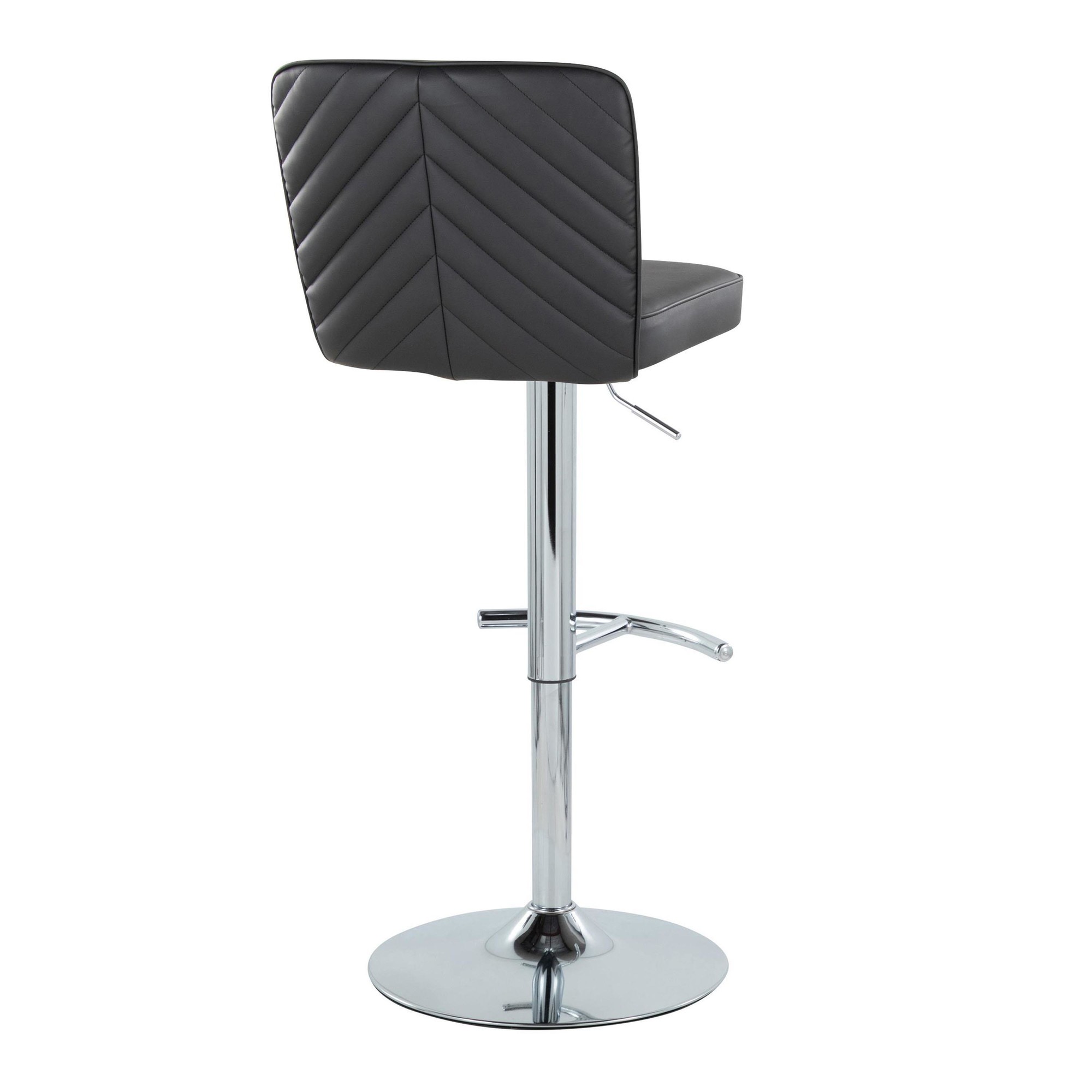 Henry Chrome Black Faux Leather Contemporary Adjustable Barstool (Set of 2) 6 Henry Chrome Black Faux Leather Contemporary Adjustable Barstool (Set of 2) - Image 6