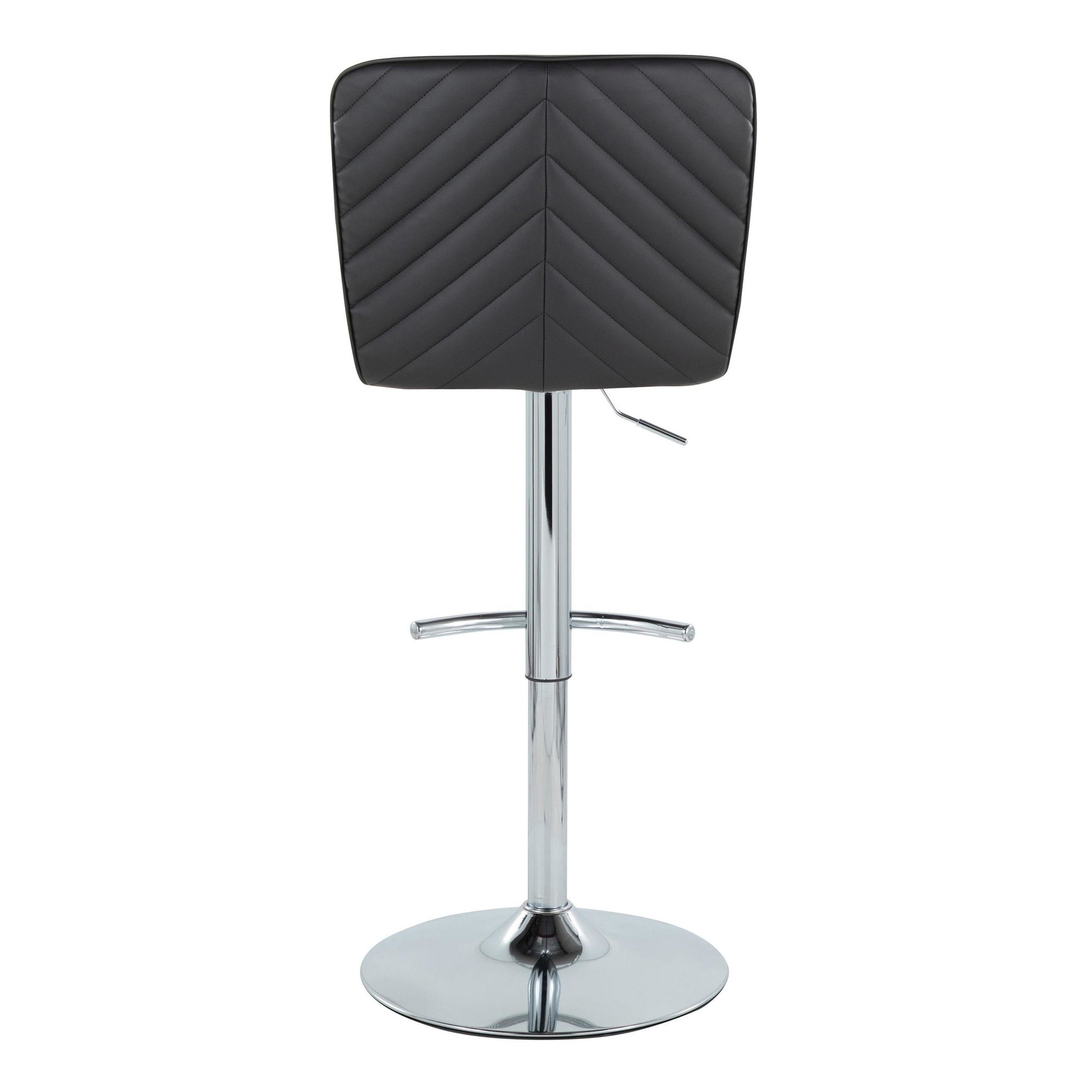 Henry Chrome Black Faux Leather Contemporary Adjustable Barstool (Set of 2) 7 Henry Chrome Black Faux Leather Contemporary Adjustable Barstool (Set of 2) - Image 7