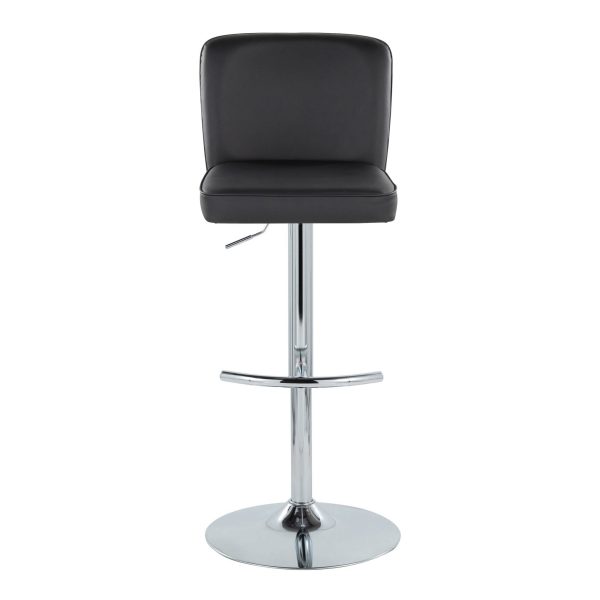 Henry Chrome Black Faux Leather Contemporary Adjustable Barstool Set of 2 7