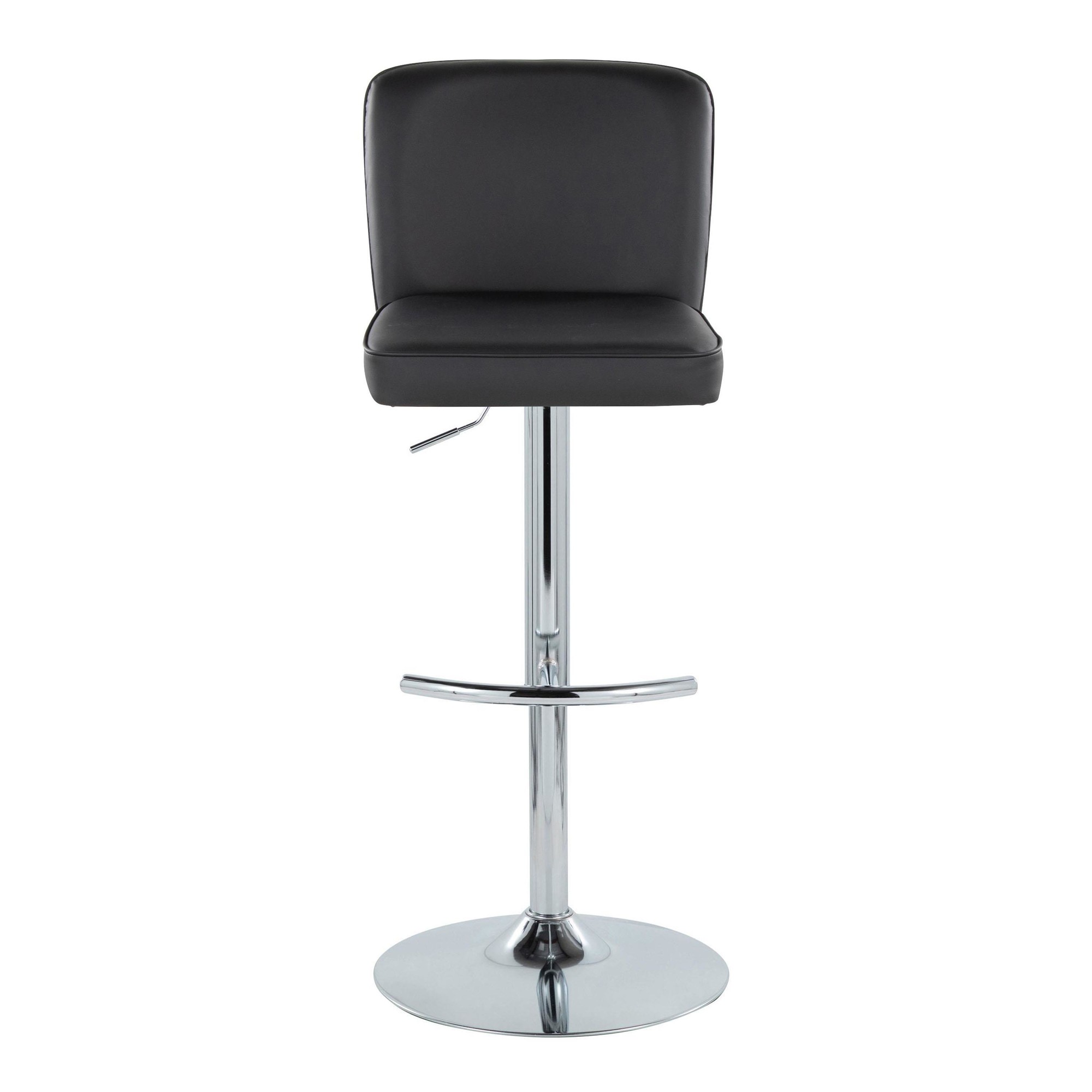Henry Chrome Black Faux Leather Contemporary Adjustable Barstool (Set of 2) 8 Henry Chrome Black Faux Leather Contemporary Adjustable Barstool (Set of 2) - Image 8