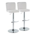 Henry Chrome and White Contemporary Adjustable Swivel Barstools (Set of 2) 12 Henry Chrome and White Contemporary Adjustable Swivel Barstools (Set of 2)