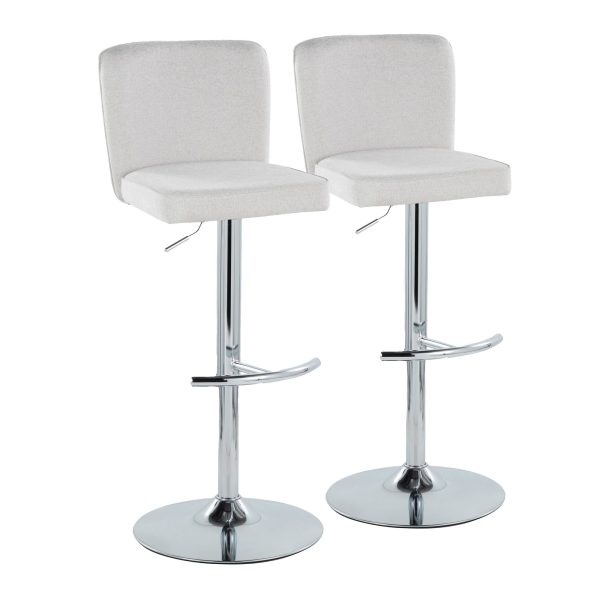 Henry Chrome and White Contemporary Adjustable Swivel Barstools Set of 2 2