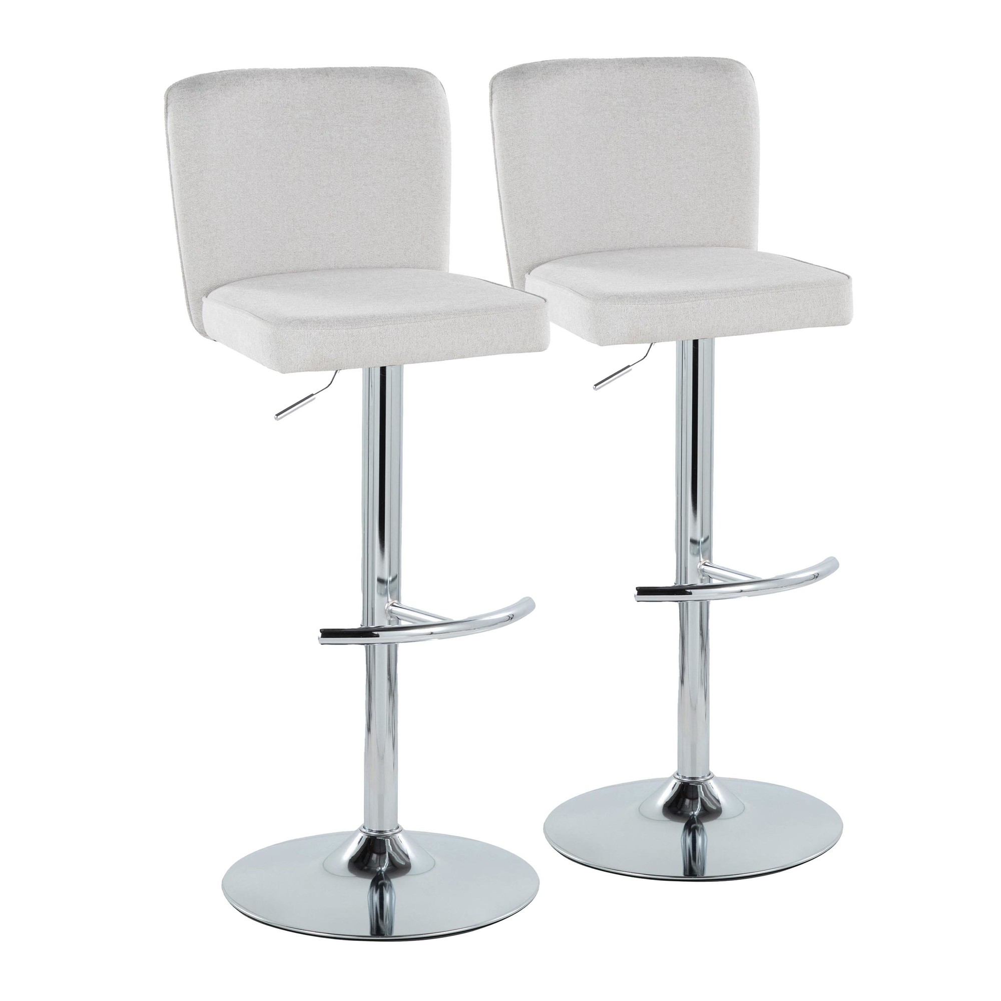 Henry Chrome and White Contemporary Adjustable Swivel Barstools (Set of 2) 3 Henry Chrome and White Contemporary Adjustable Swivel Barstools (Set of 2) - Image 3