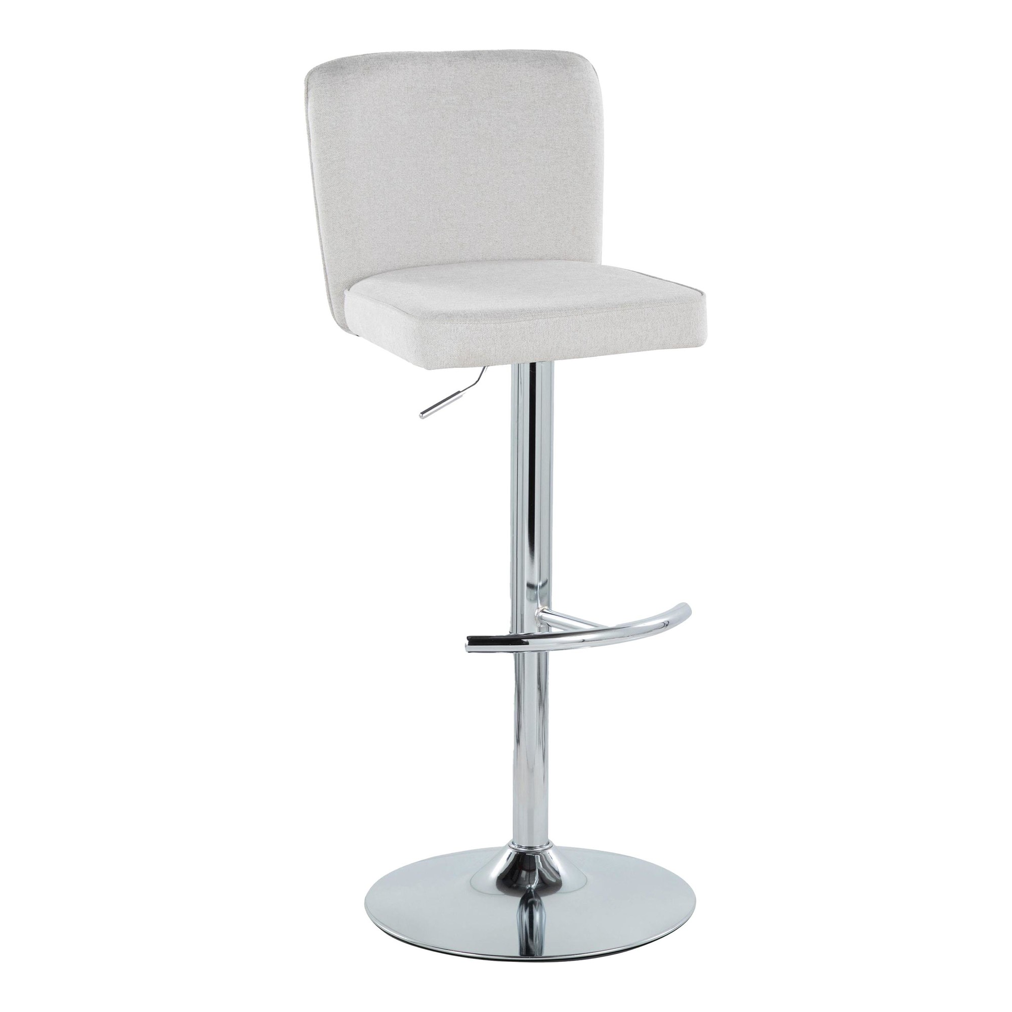 Henry Chrome and White Contemporary Adjustable Swivel Barstools (Set of 2) 4 Henry Chrome and White Contemporary Adjustable Swivel Barstools (Set of 2) - Image 4