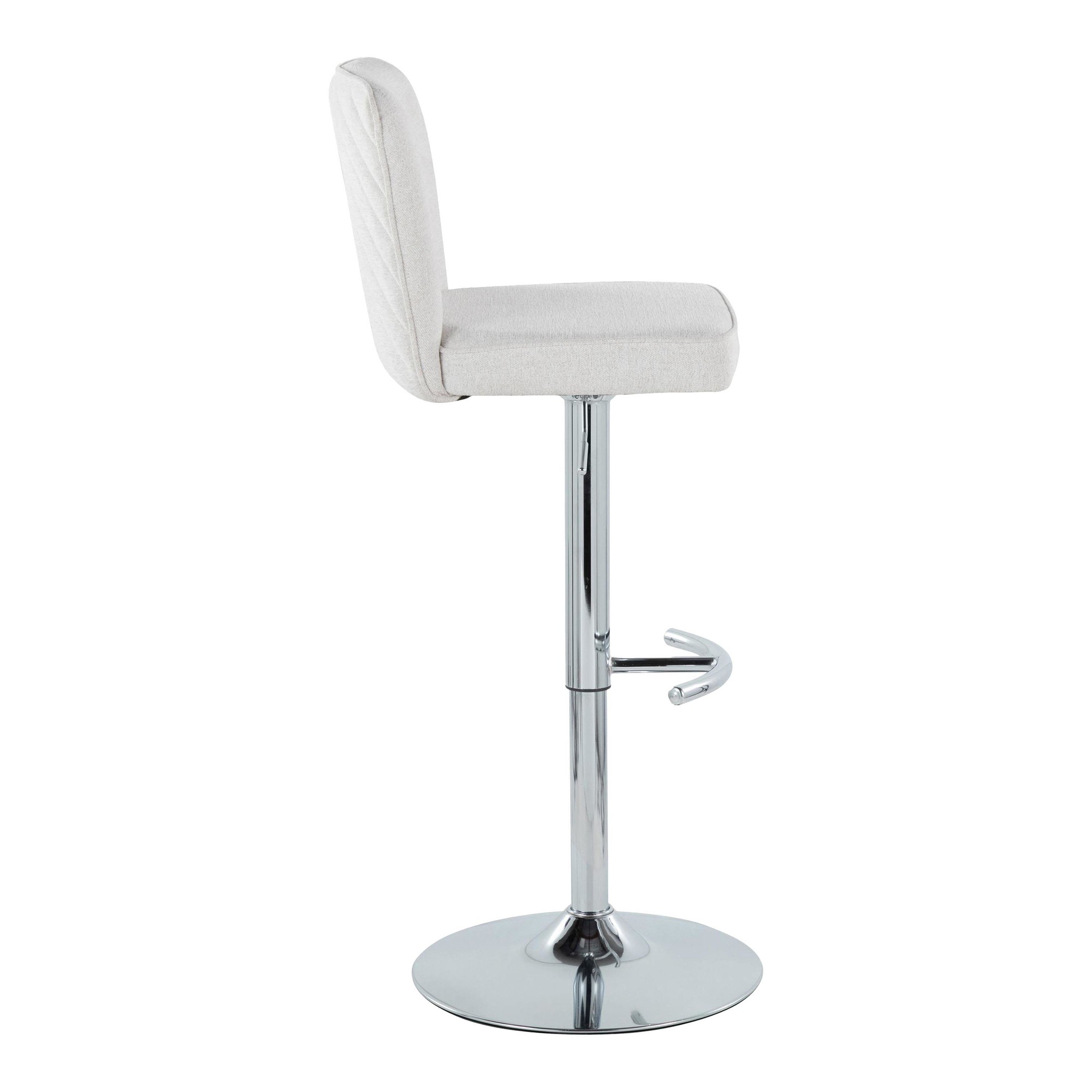Henry Chrome and White Contemporary Adjustable Swivel Barstools (Set of 2) 5 Henry Chrome and White Contemporary Adjustable Swivel Barstools (Set of 2) - Image 5