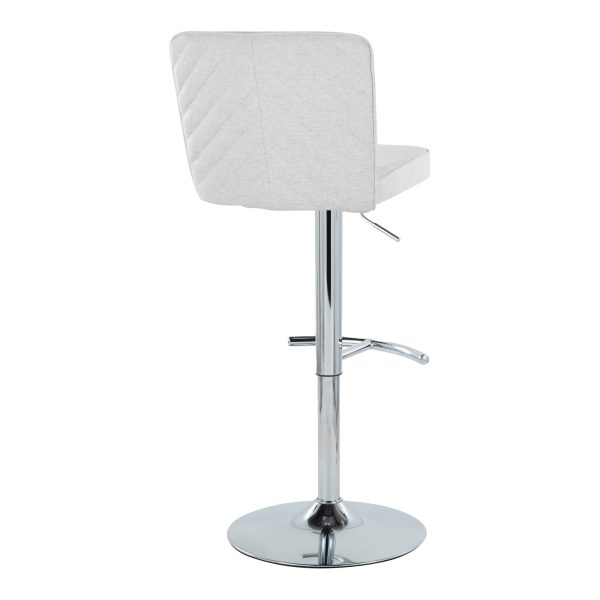 Henry Chrome and White Contemporary Adjustable Swivel Barstools Set of 2 5