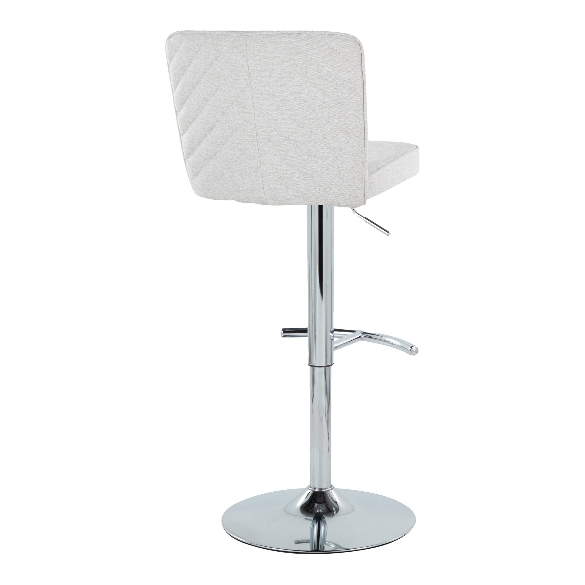 Henry Chrome and White Contemporary Adjustable Swivel Barstools (Set of 2) 6 Henry Chrome and White Contemporary Adjustable Swivel Barstools (Set of 2) - Image 6