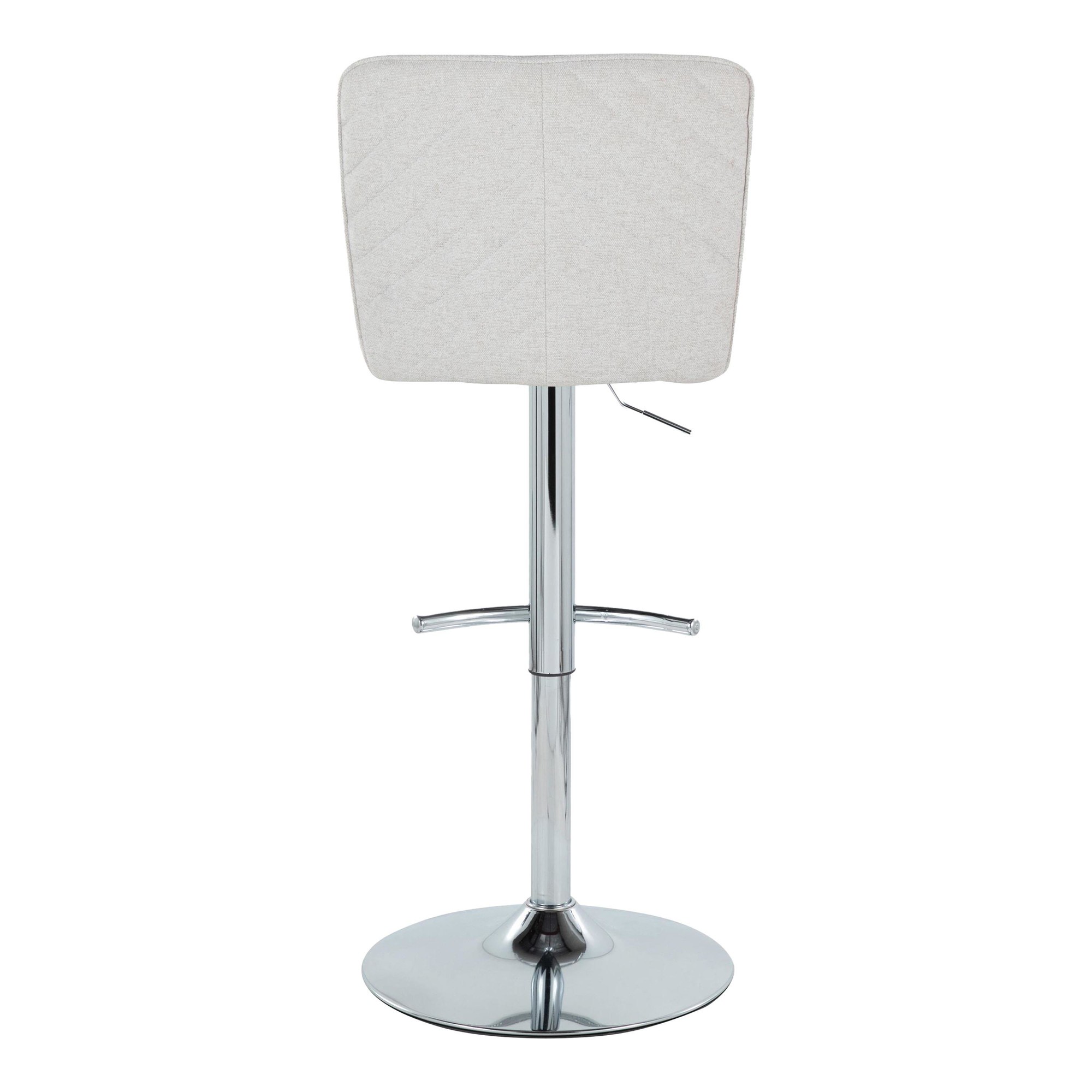 Henry Chrome and White Contemporary Adjustable Swivel Barstools (Set of 2) 7 Henry Chrome and White Contemporary Adjustable Swivel Barstools (Set of 2) - Image 7