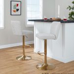 Henry Contemporary Gold Metal Beige Fabric Adjustable Barstool (Set of 2) 10 Henry Contemporary Gold Metal Beige Fabric Adjustable Barstool (Set of 2)
