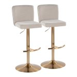 Henry Contemporary Gold Metal Beige Fabric Adjustable Barstool (Set of 2) 12 Henry Contemporary Gold Metal Beige Fabric Adjustable Barstool (Set of 2)