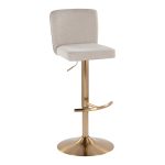 Henry Contemporary Gold Metal Beige Fabric Adjustable Barstool (Set of 2) 13 Henry Contemporary Gold Metal Beige Fabric Adjustable Barstool (Set of 2)