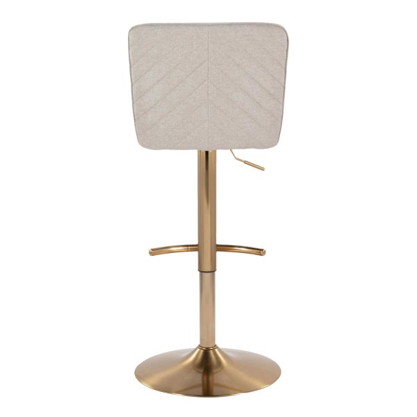 Henry Contemporary Gold Metal Beige Fabric Adjustable Barstool Set of 2 6