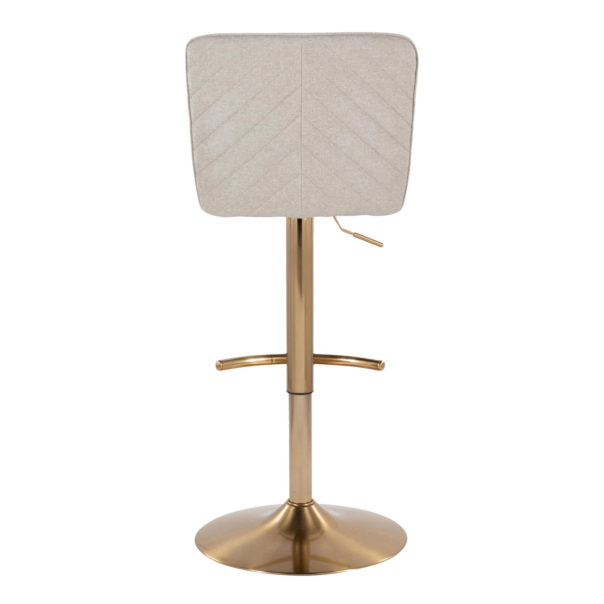 Henry Contemporary Gold Metal Beige Fabric Adjustable Barstool (Set of 2) 7 Henry Contemporary Gold Metal Beige Fabric Adjustable Barstool (Set of 2) - Image 7