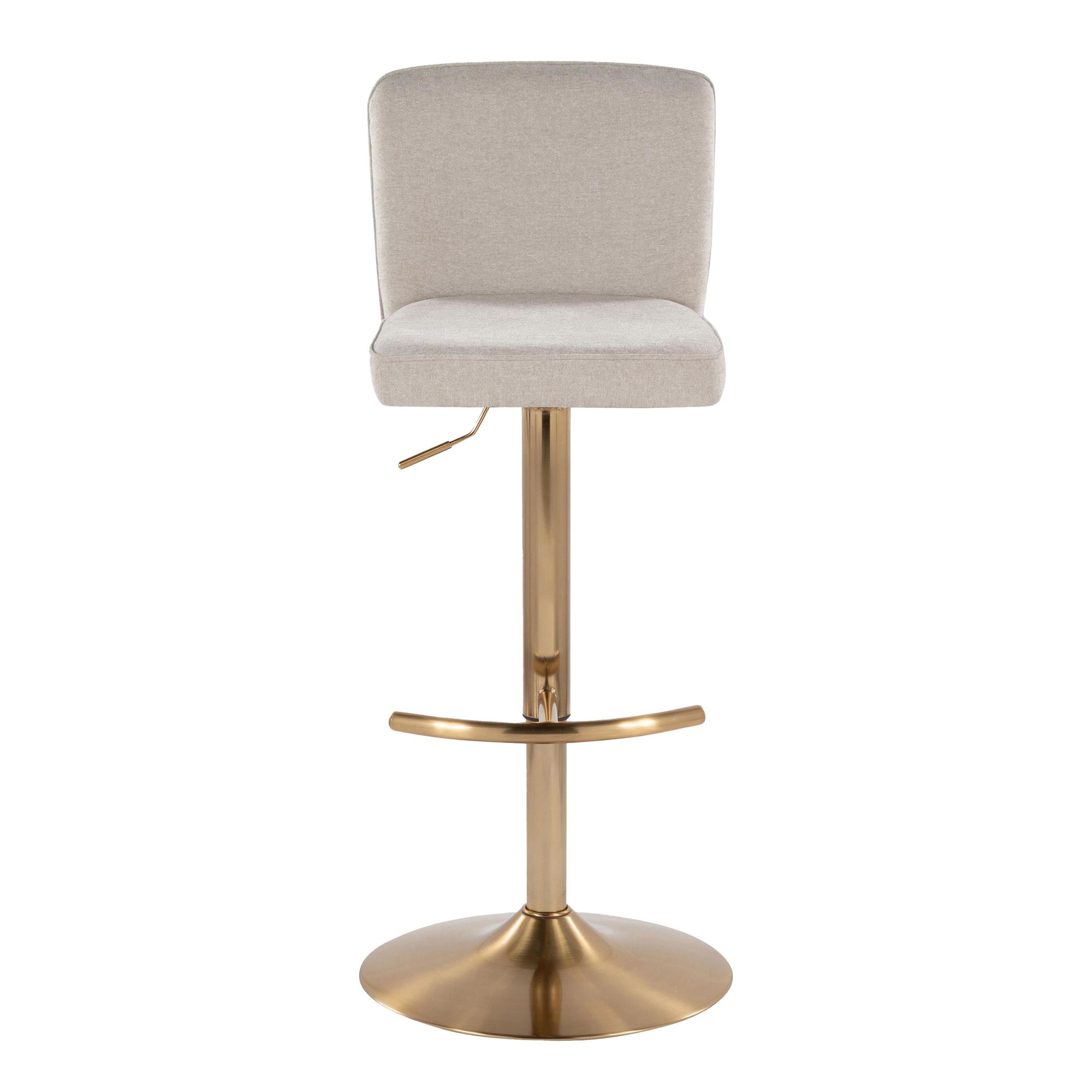 Henry Contemporary Gold Metal Beige Fabric Adjustable Barstool (Set of 2) 8 Henry Contemporary Gold Metal Beige Fabric Adjustable Barstool (Set of 2) - Image 8