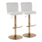 Henry Gold Metal White Contemporary Swivel Barstool (Set of 2) 12 Henry Gold Metal White Contemporary Swivel Barstool (Set of 2)