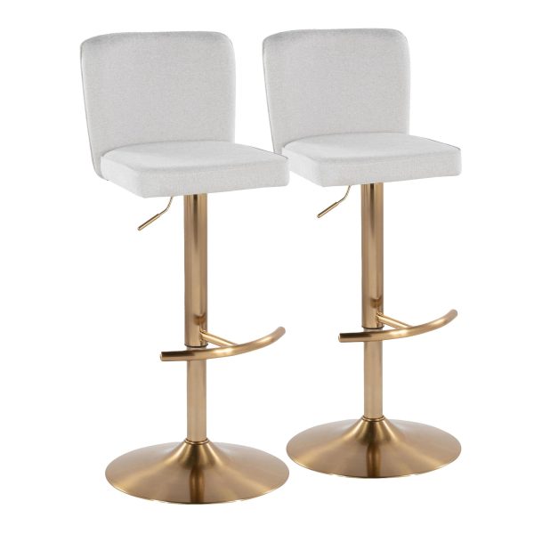 Henry Gold Metal White Contemporary Swivel Barstool Set of 2 2