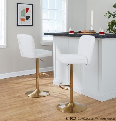 Henry Gold Metal White Contemporary Swivel Barstool (Set of 2)