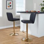 Henry Gold and Black Faux Leather Contemporary Barstools (Set of 2) 11 Henry Gold and Black Faux Leather Contemporary Barstools (Set of 2)