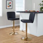 Henry Gold and Black Faux Leather Contemporary Barstools (Set of 2) 10 Henry Gold and Black Faux Leather Contemporary Barstools (Set of 2)