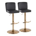 Henry Gold and Black Faux Leather Contemporary Barstools (Set of 2) 12 Henry Gold and Black Faux Leather Contemporary Barstools (Set of 2)