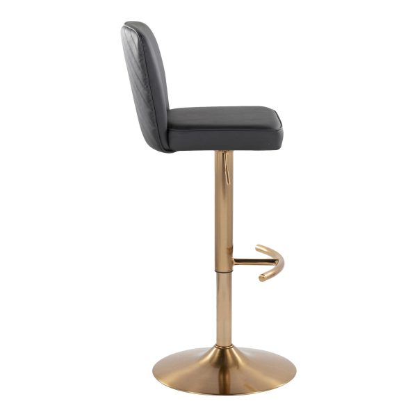 Henry Gold and Black Faux Leather Contemporary Barstools Set of 2 4