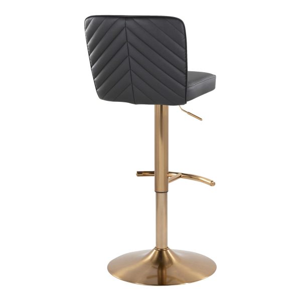 Henry Gold and Black Faux Leather Contemporary Barstools Set of 2 5
