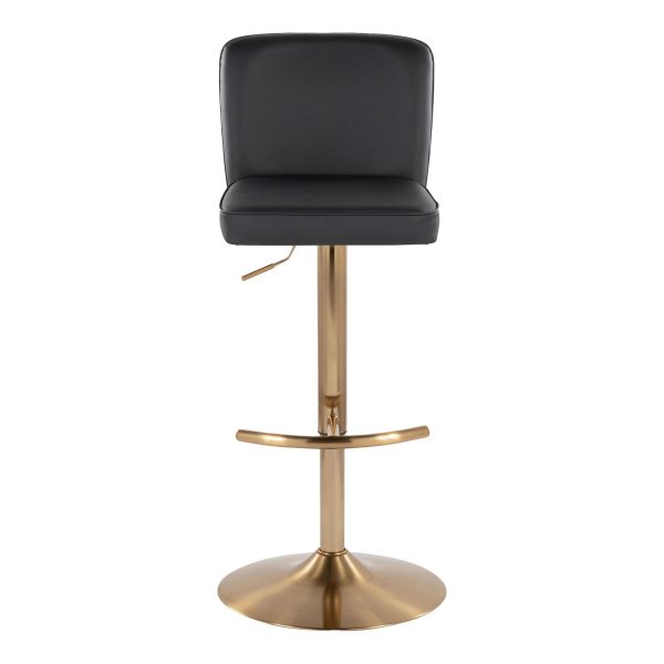 Henry Gold and Black Faux Leather Contemporary Barstools Set of 2 7