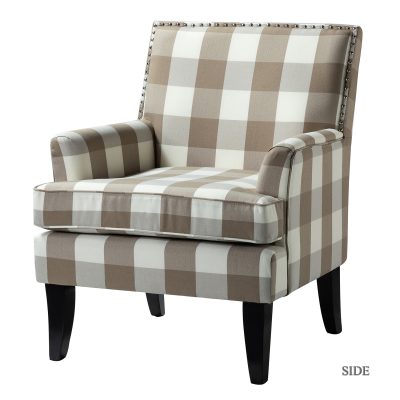 Herrera Beige Patterned Nailhead Trim Accent Armchair