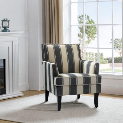 Herrera Black Pattern Nailhead Trim Accent Armchair
