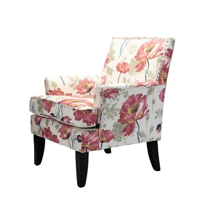Herrera Floral Linen Nailhead Trim Accent Armchair