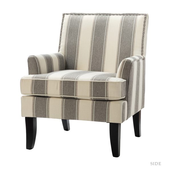 Herrera Grey Patterned Nailhead Trim Birch Wood Armchair