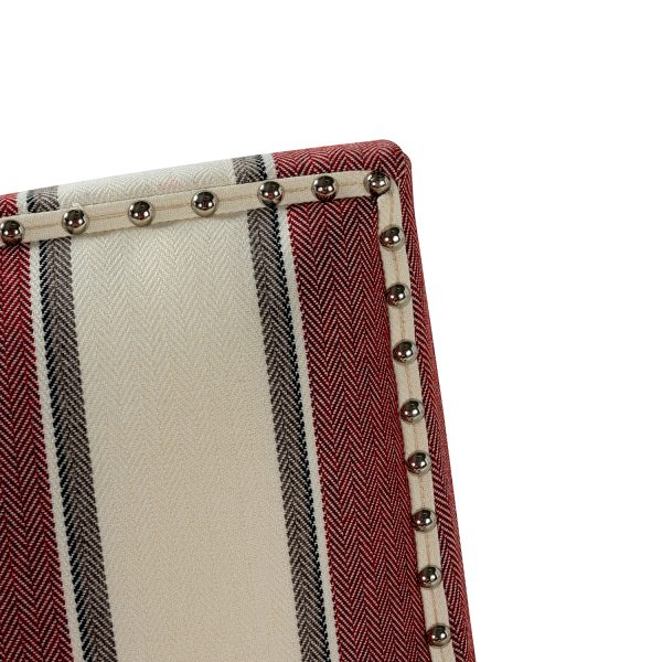 Herrera Red Pattern Birch Wood Nailhead Trim Accent Armchair 4