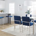 High Back Fuji Blue Velvet Contemporary Dining Chairs (Set of 2) 12 High Back Fuji Blue Velvet Contemporary Dining Chairs (Set of 2)