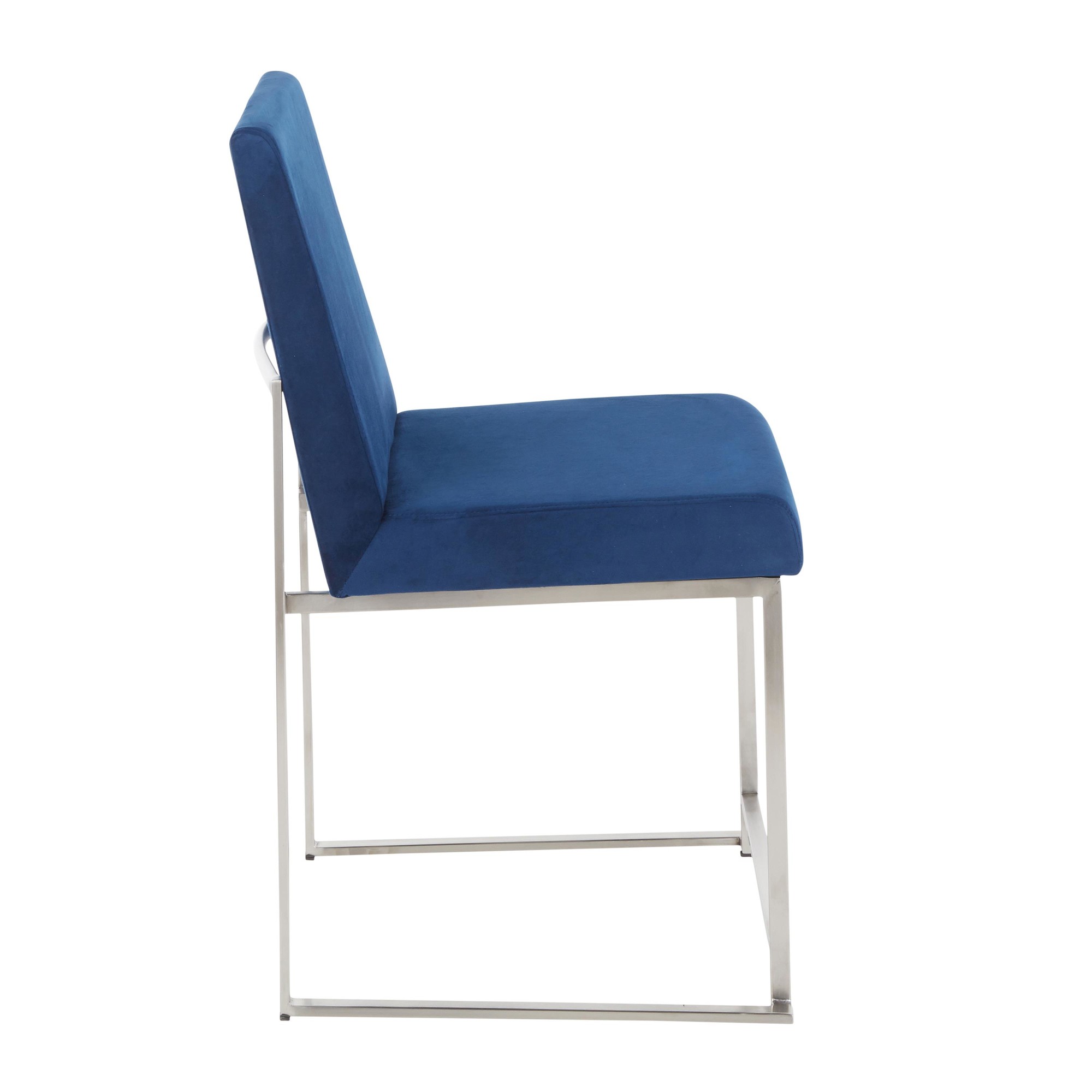 High Back Fuji Blue Velvet Contemporary Dining Chairs (Set of 2) 5 High Back Fuji Blue Velvet Contemporary Dining Chairs (Set of 2) - Image 5