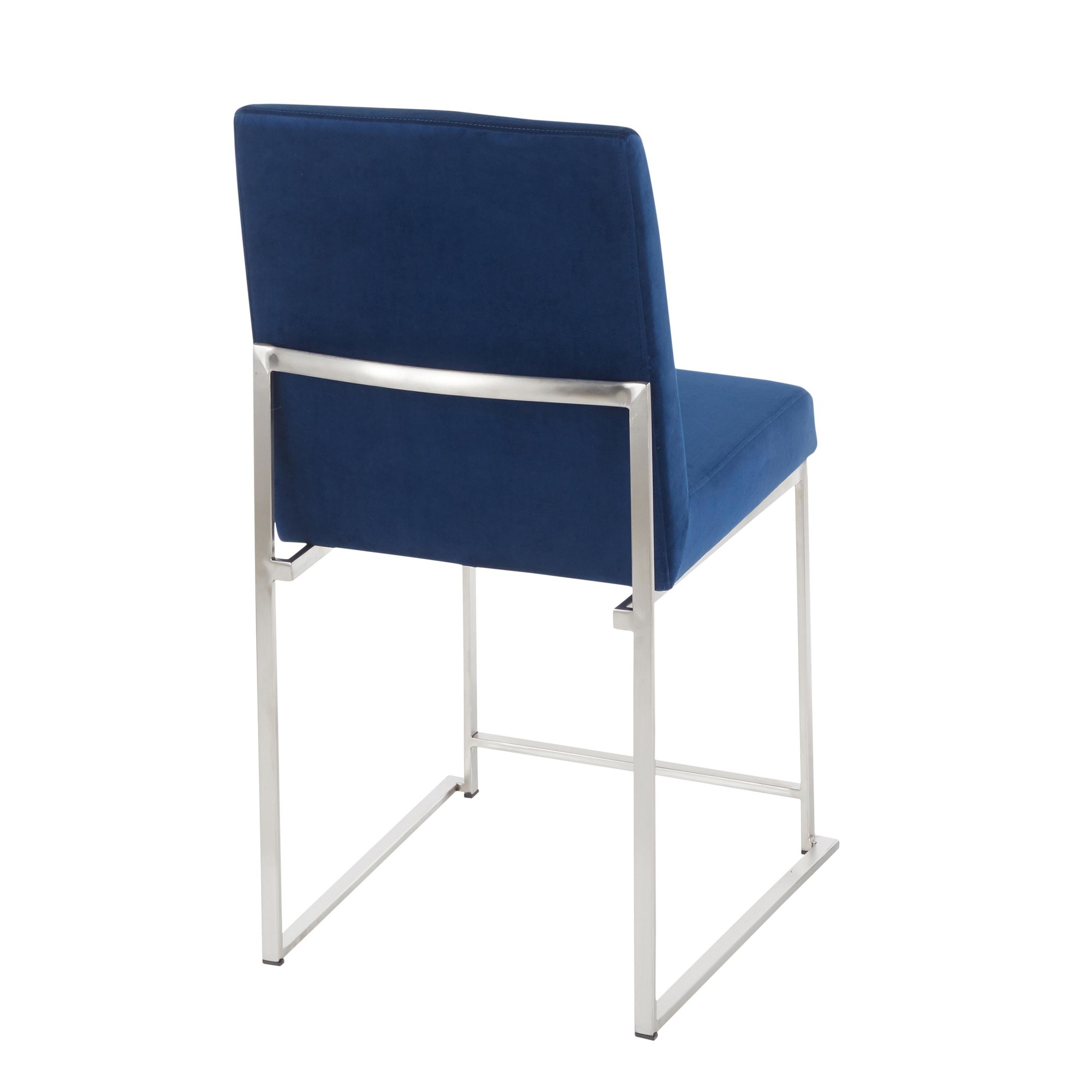 High Back Fuji Blue Velvet Contemporary Dining Chairs (Set of 2) 6 High Back Fuji Blue Velvet Contemporary Dining Chairs (Set of 2) - Image 6