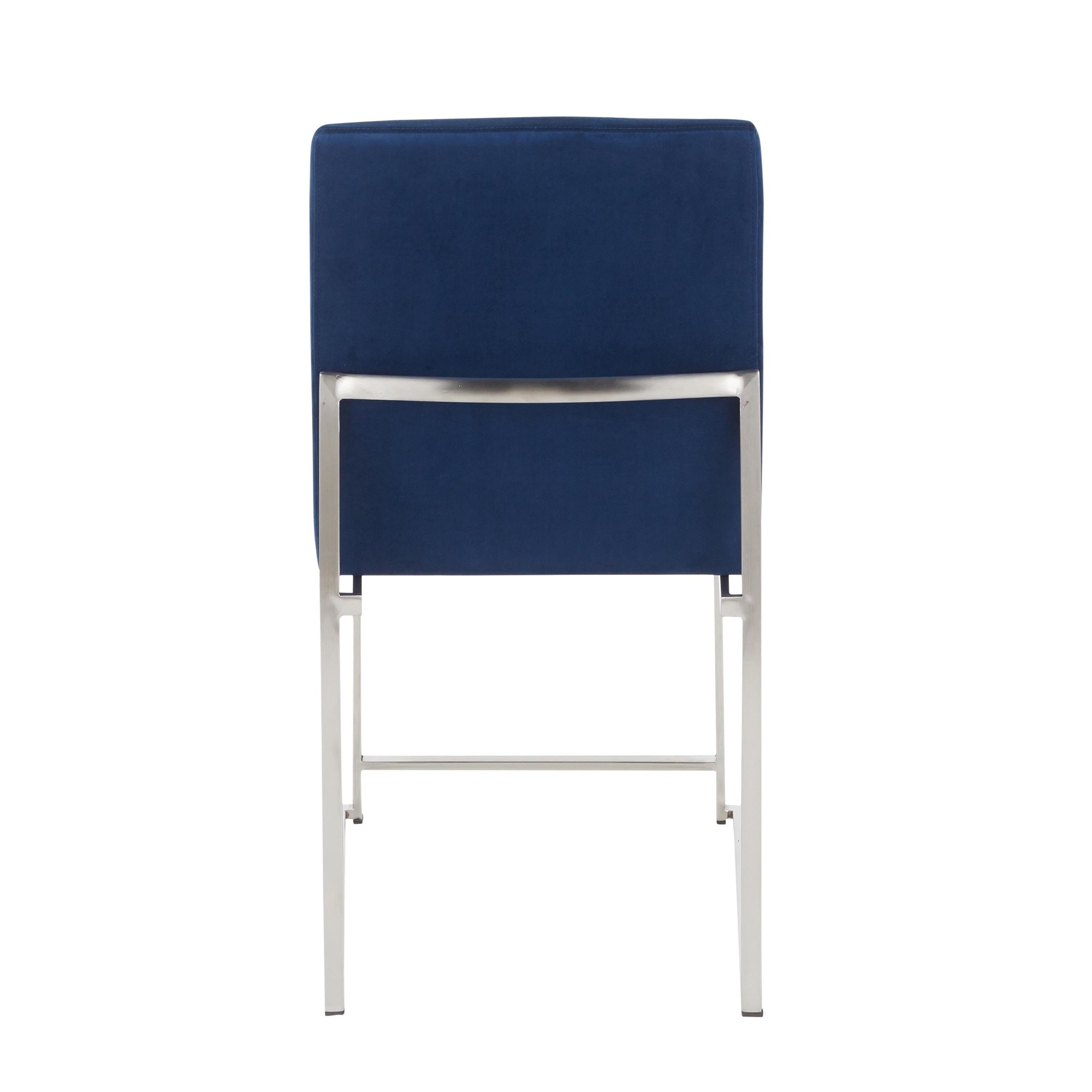 High Back Fuji Blue Velvet Contemporary Dining Chairs (Set of 2) 7 High Back Fuji Blue Velvet Contemporary Dining Chairs (Set of 2) - Image 7