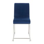 High Back Fuji Blue Velvet Contemporary Dining Chairs (Set of 2) 19 High Back Fuji Blue Velvet Contemporary Dining Chairs (Set of 2)