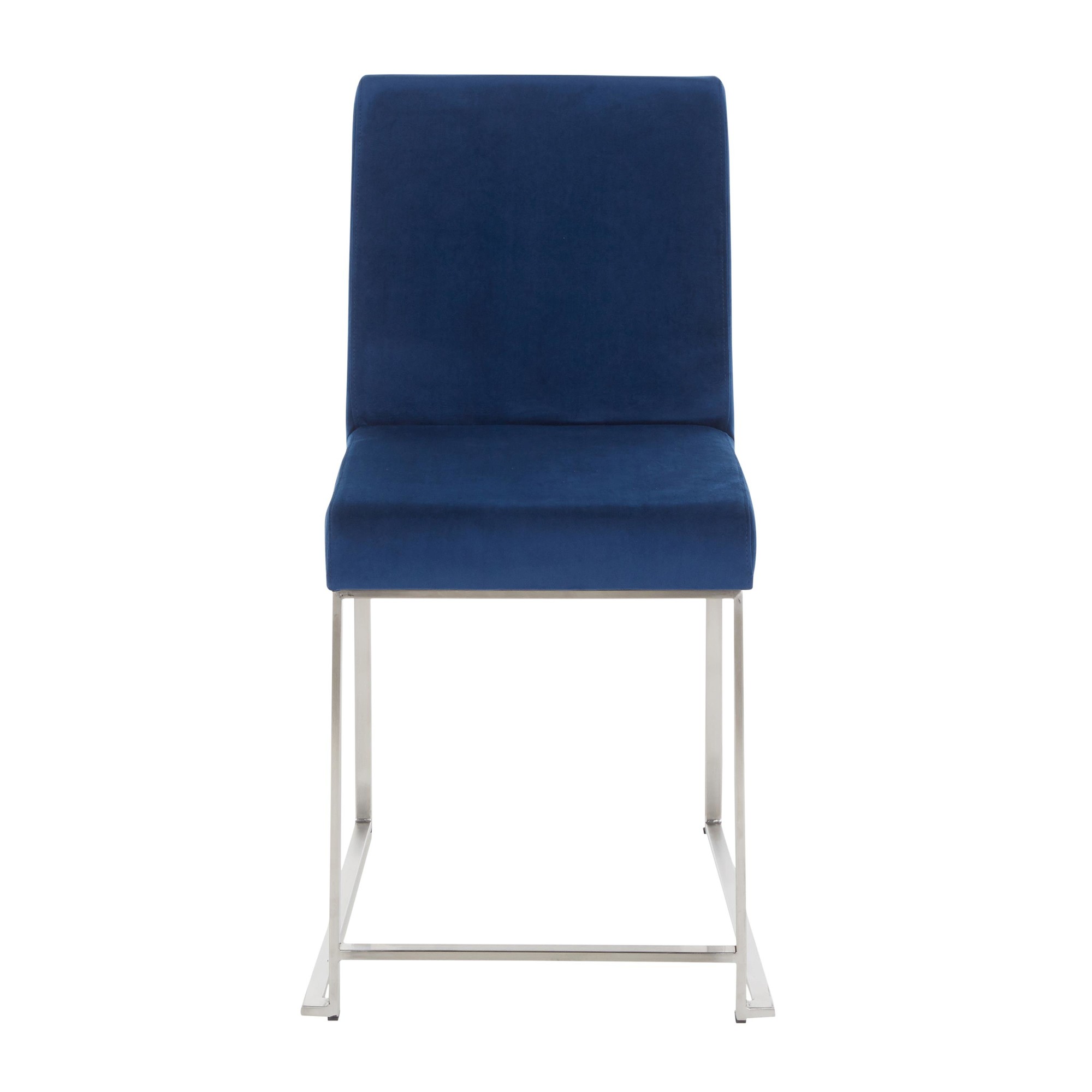High Back Fuji Blue Velvet Contemporary Dining Chairs (Set of 2) 8 High Back Fuji Blue Velvet Contemporary Dining Chairs (Set of 2) - Image 8