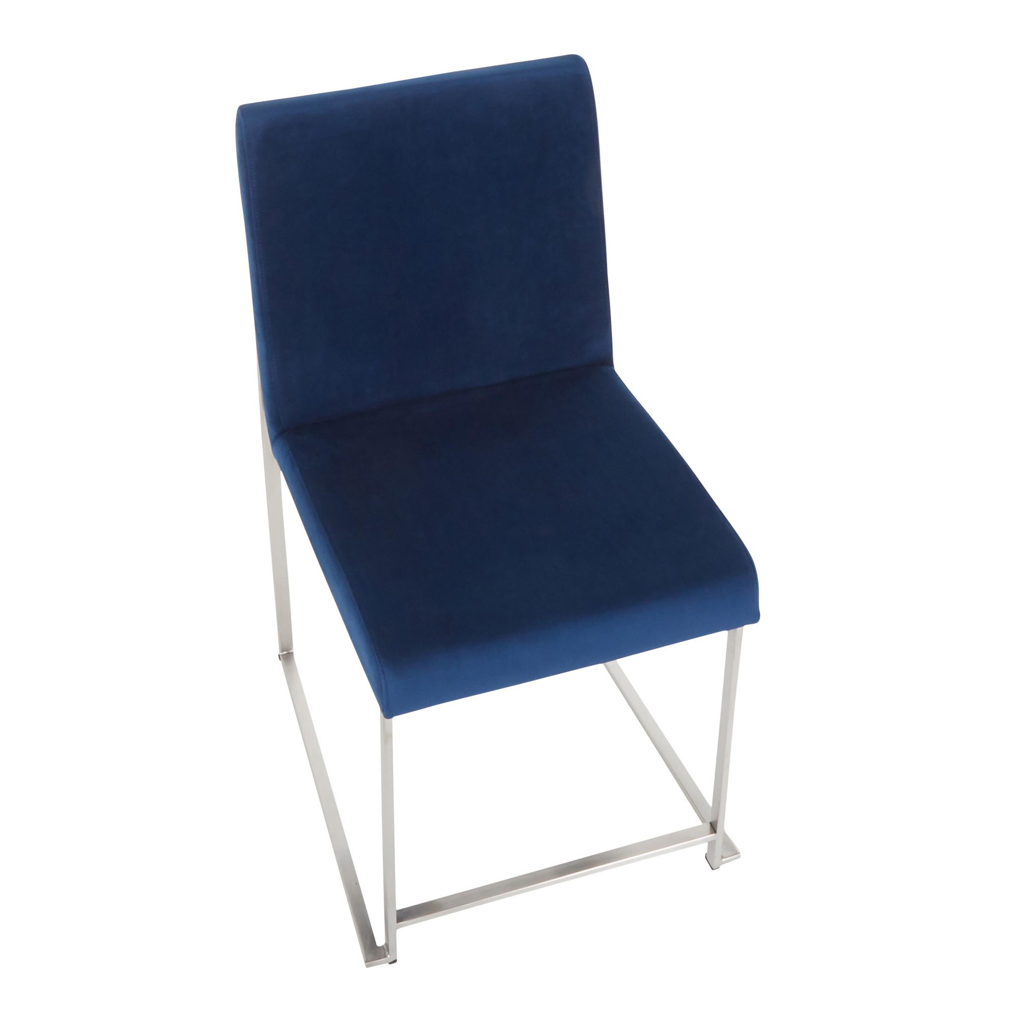 High Back Fuji Blue Velvet Contemporary Dining Chairs (Set of 2) 9 High Back Fuji Blue Velvet Contemporary Dining Chairs (Set of 2) - Image 9