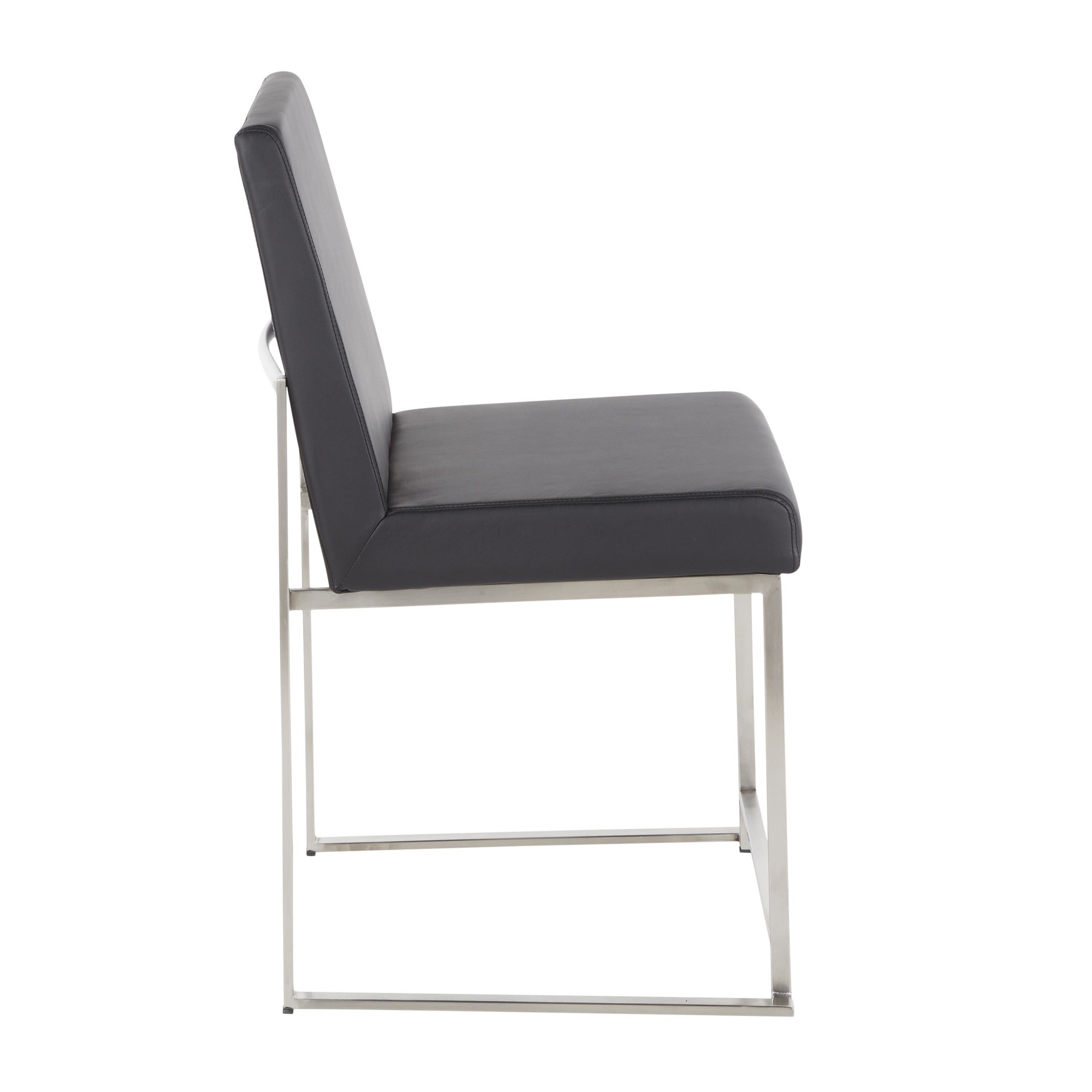 High Back Fuji Contemporary Black Faux Leather Dining Chairs (Set of 2) 10 High Back Fuji Contemporary Black Faux Leather Dining Chairs (Set of 2) - Image 10