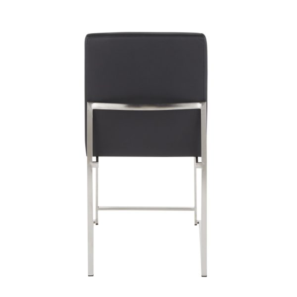 High Back Fuji Contemporary Black Faux Leather Dining Chairs Set of 2 12