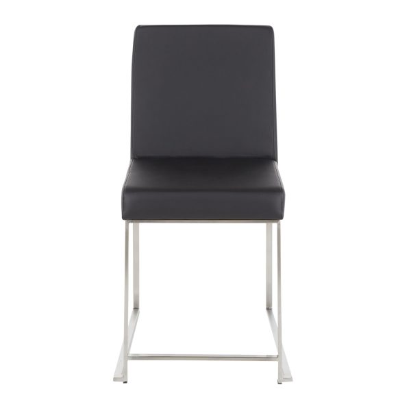 High Back Fuji Contemporary Black Faux Leather Dining Chairs Set of 2 13