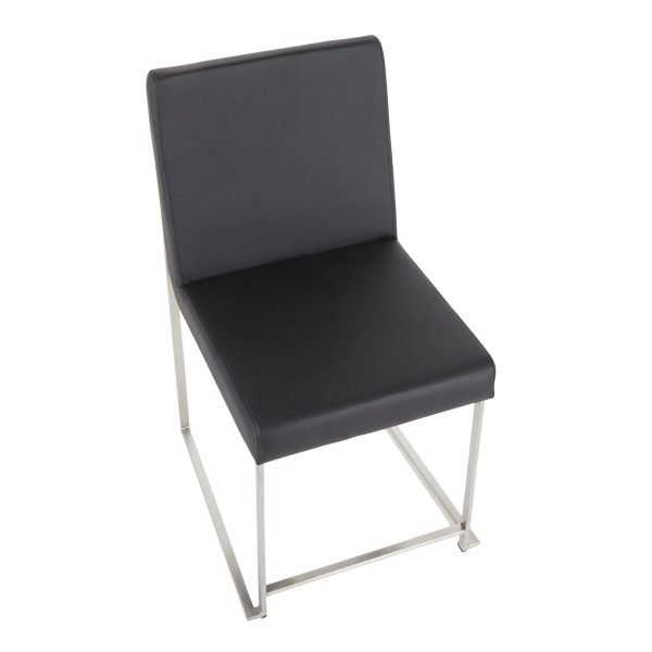 High Back Fuji Contemporary Black Faux Leather Dining Chairs Set of 2 14