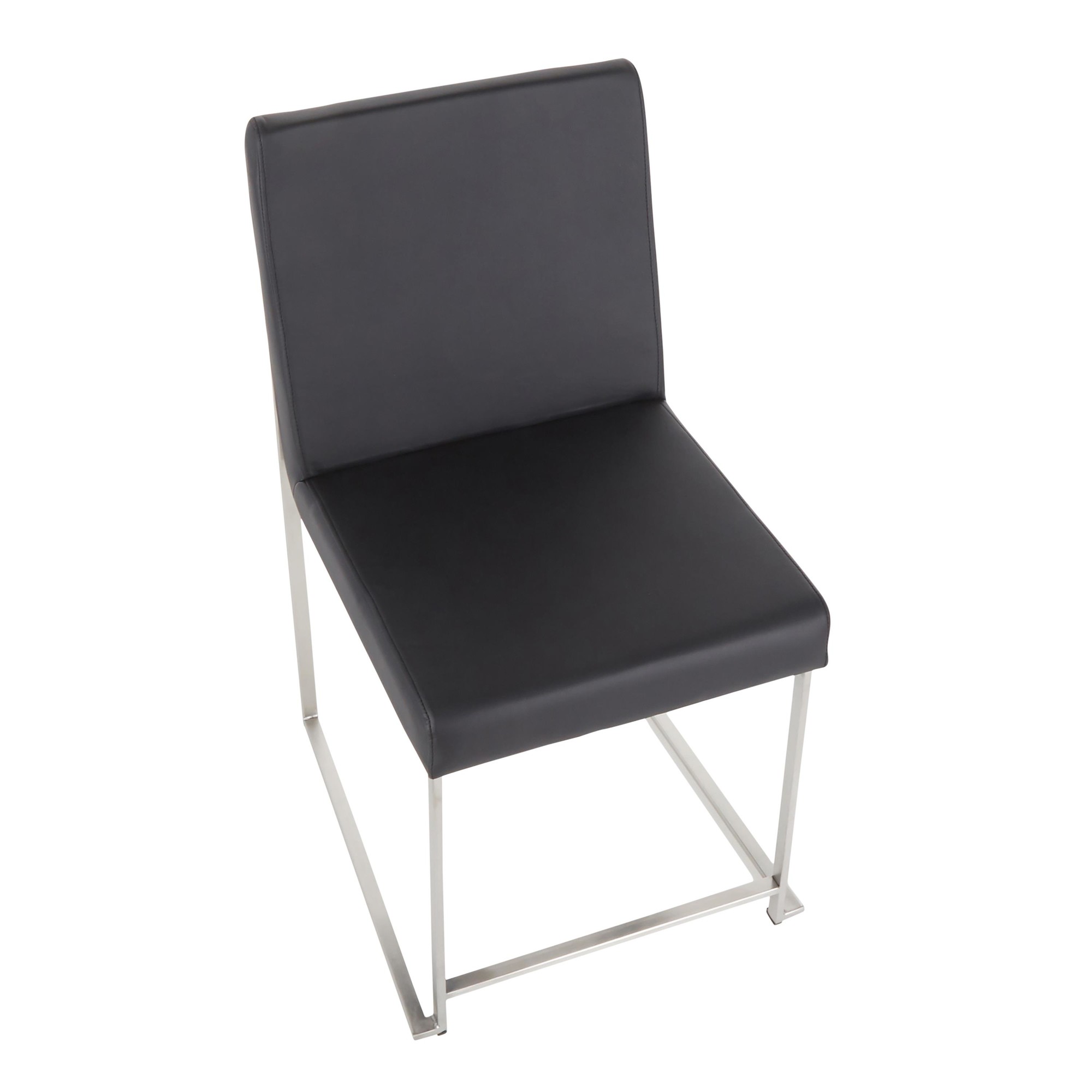 High Back Fuji Contemporary Black Faux Leather Dining Chairs (Set of 2) 14 High Back Fuji Contemporary Black Faux Leather Dining Chairs (Set of 2) - Image 14