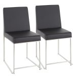 High Back Fuji Contemporary Black Faux Leather Dining Chairs (Set of 2) 23 High Back Fuji Contemporary Black Faux Leather Dining Chairs (Set of 2)