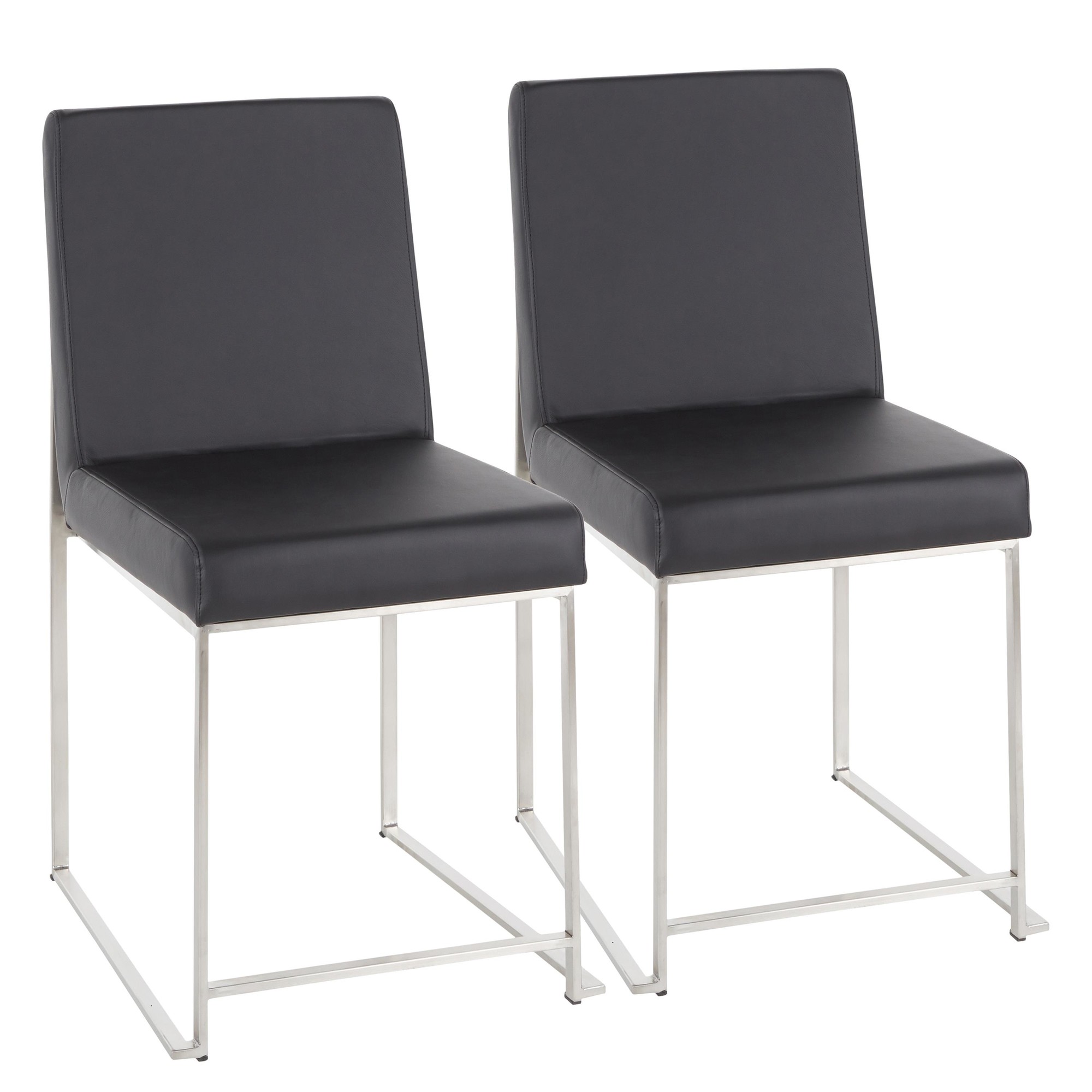 High Back Fuji Contemporary Black Faux Leather Dining Chairs (Set of 2) 8 High Back Fuji Contemporary Black Faux Leather Dining Chairs (Set of 2) - Image 8